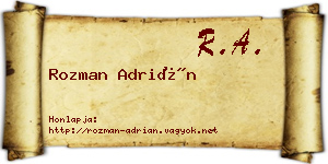 Rozman Adrián névjegykártya